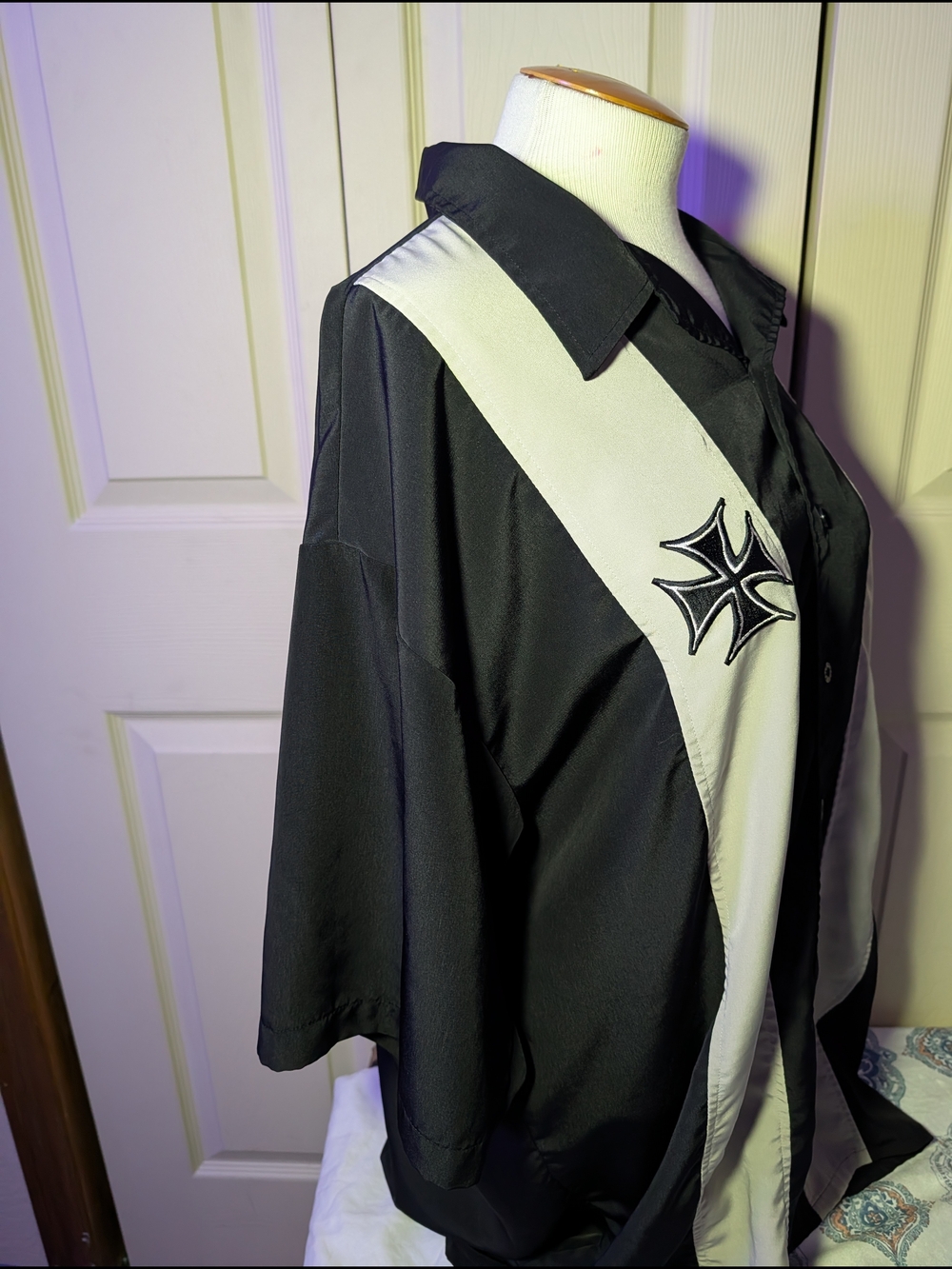 Solo-Semobe | iron cross black + grey | retro style bowling shirt